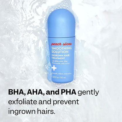 Peach Slices Smoothing Solution Ingrown Hair Treatment Roll-On 50ml — BHA, AHA, PHA, Niacinamide, Cica
